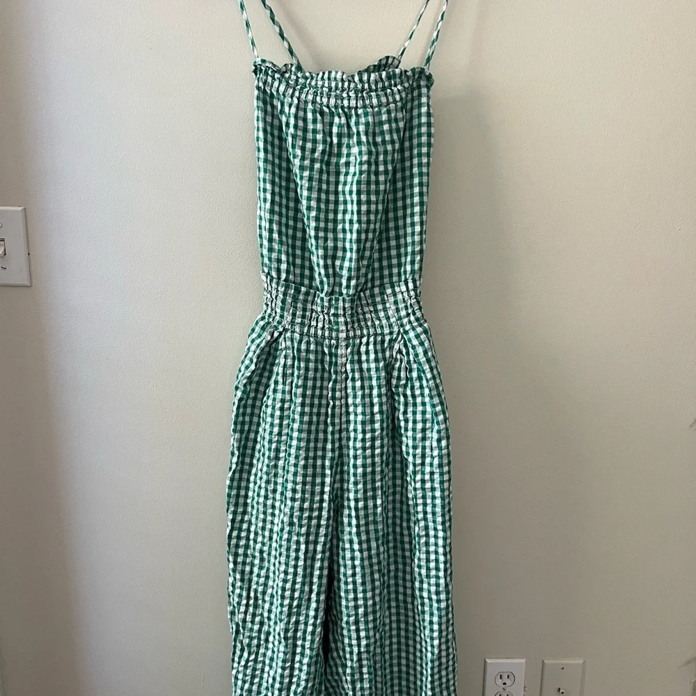 Free People green gingham jumpsuit - Picture 5 of 5